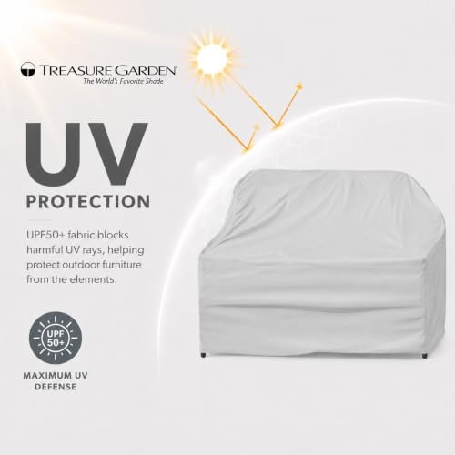 Treasure Garden Sofa Cover, 300D Polyester Outdoor Deep Seating Patio Sofa Cover, Water Resistant, UPF50+ UV Protection, Elastic Hem, Spring Cinch Lock, Built-In Pouch & Storage Bag, Gray - Image 6