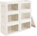 Homsorout Large Storage Bins with Lids - Fabric Storage Cubes with Window, Collapsible Bins for Clothes, 15.7 Inch Large Baskets for Bedroom, Dorm, Office, Beige, 6 Pack by Homsorout