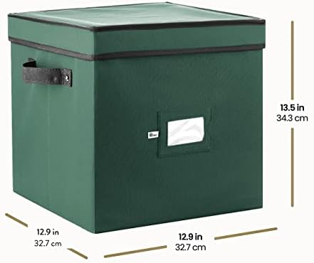 ZOBER Christmas Ornament Storage Box - Stores 64 Ornaments - Non-Woven, Tear- Proof Christmas Ornament Storage Containers - 3 Inch Cube Compartments - Green (Pack of 2) - Image 6