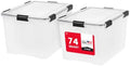 IRIS USA 2 Pack WeatherPro Plastic Storage Bins with Lids, 74 Qt, Black by IRISUSA