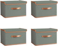 Tuza 4 Pack Storage Bins with Lids, Collapsible Closet Organizer Container, Fabric Organizer Box with Handles, Decorative Storage Boxes with Lids for Organizing Clothes, Blanket, Grey, Medium by LOVEWHEREYOULIVE