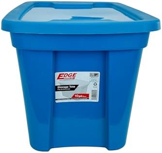 Edge Plastics Classic Storage Tote, durable storage in for home or garage with secure snap lid designed for stacking (9, Aqua, 10 Gallon) - Image 4