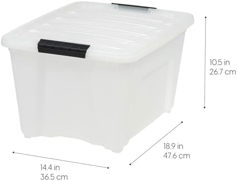 IRIS USA 8 Pack Stackable Storage Bin, 32 Quart Plastic Container Totes with Latching Lids for Home and Office Organization, Pearl - Image 3