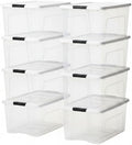 IRIS USA 72 Qt Storage Bins with Lids, 8 Pack, BPA-Free, Clear/White by IRISUSA