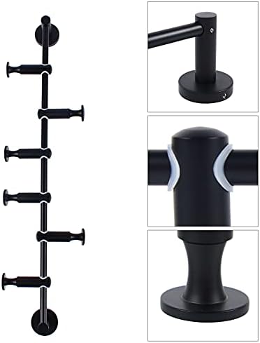Vertical Coat Rack Wall Mounted, 6 Hooks Wall Mount Coat Hooks Coat Rack for Entryway Bedroom Coats Scarfs Bag Hat Umbrella Space Saving (Gold) (Black) - Image 2