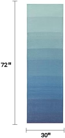 Fab Habitat Outdoor Rug - Waterproof, Fade Resistant, Crease-Free - Premium Recycled Plastic - Ombre - Porch, Deck, Balcony, Hallway, Poolside - Big Sur - Teal - 2.5 x 8 ft Runner - Image 2
