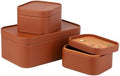 HofferRuffer Faux Leather Decorative Storage Boxes, Dust proof Storage Shelf Baskets with Lids Trays, Storage Bins Memory Box Organizer for Home, Office, Jewelry & More, Set of 3 (Brown) by HofferRuffer