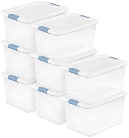 Sterilite Latching Box with Lids for Home and Office, 64 Quart, 8-Pack by Sterilite