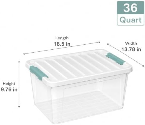 Rosebloom 36 Quart Stackable Clear Plastic Latching Storage Bin, 6 Packs - Image 4