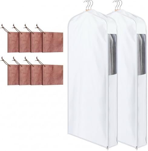 Briwooody Long Garment Bags, 2 Sets, Moth Protection, 60 x 24 x 6 in, White by Briwooody