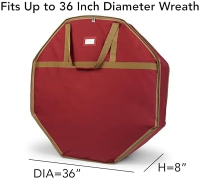 Covermates Deluxe Wreath Storage Bag, 36" Diameter x 8" H, Red - Image 3