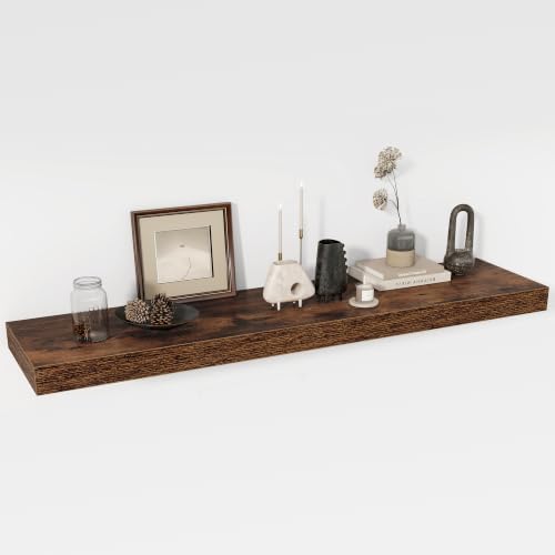Acovy 48 Inch Floating Shelves, 12" Deep Floating Shelf Wall Mounted, 48" Wall Shelves, Rustic Deep Bookshelf, Extra Deeper & Thicker Display Shelves for Bedroom, Living Room, Set of 1 by Acovy