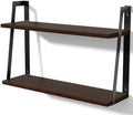 SRIWATANA Dark Walnut 2-Tier Floating Shelves, Wood Wall Storage Shelf Unit by SRIWATANA