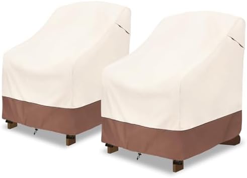 okcool Patio Adirondack Chair Cover 2 Pack,Waterproof Heavy Duty Outdoor Chair Covers,Patio Adirondack Chair Cover for Outdoor Chair,(30 W x 34 D x 36 H inches),Beige & Brown by Okcool