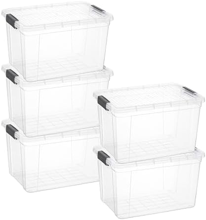 Superio 14.7 Quart Clear Plastic Storage Boxes with Lids, Stackable Organizer Containers, BPA-Free Storage Bins for Home, Office, School & Dorm, 5 Pack by Superio