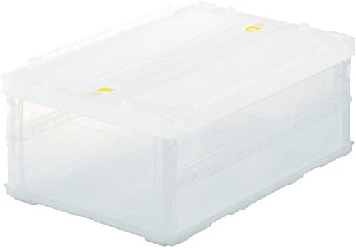 TRUSCO TSK-C30B-TM Thin Folding Container Scale, 1.8 gal (30 L) with Locking Lid, Transparent Storage Case, Storage Box by Trusco
