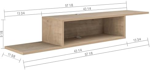 Atelier Mobili Floating TV Stand for Up to 65 Inch TVs – Wall Mounted Floating Shelf for Under TV, Entryway Organizer & Bedroom Vanity – Multi-Purpose Storage & Display Console (Oak, 57INCH) - Image 2