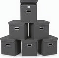 Closet Organizers Fabric Storage Bins With Lids Collapsible Cube Storage Organizer Basket With Handles,Storage Boxes for Clothes Storage,Office,Laundry,Shelves,6 Pack,（Grey by SEVENDOME