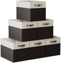 Ornavo Home 13x15x13 Foldable Fabric Storage Cube Bins, 6 Pack, White/Black by OrnavoHome