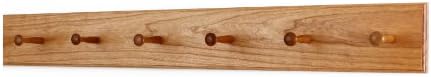 Cherry Shaker Peg Rack 4.5" Extra Wide (Cherry, 35" x 4.5" with 6 pegs) by PEG+AND+RAIL