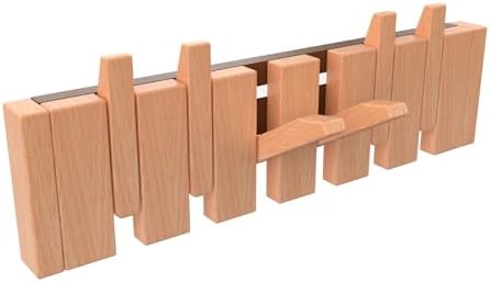 Wall Mounted Piano Key Hanger | Flip Style Hook | Entrance Wall Art Hook, Made of Oak Wood (3 Times Painted, 4 Times Polished) (Beech, 6Hooks) by FleiSleep