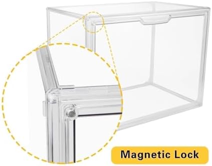 GUDEMAY Large Clear Stackable Plastic Storage Bins with Door, Dustproof Figures Collectibles Display Case, Football & Motorcycle Helmet Showcase, Basketball, Memorabilia Organizer Box (XL, Count, 1) - Image 3
