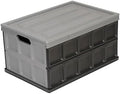 Glad Collapsible Storage Bin with Lid - 48L Foldable Plastic Box for Garage, Car Trunk, and Organization - Stackable Lidded Container with Handles, Grey by GladTrashFoodStorage