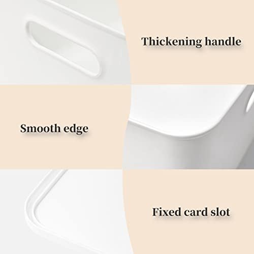 Yishyfier Plastic Storage Baskets Bins Boxes With Lids,Organizing Container White Storage Organizer Bins For Shelves Drawers Desktop Playroom Classroom Office,3-Pack(M+2S) - Image 5