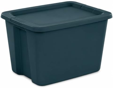 18 Gal Storage Bin with Snap-On Lid, Stackable Plastic Tote for Home, Teal by Unknown