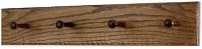 Solid Oak Xtra-Wide Shaker Peg Rack -Made in The USA - Walnut Stain 23 x 4.5 Inches with 4 Pegs by PEG+AND+RAIL