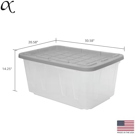CX 27-Gallon Heavy Duty Clear Stackable Storage Bins with Lids, 4 Pack Gray - Image 2