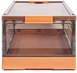 3 packs Storage Bins Side Opening, Stackable Lid Collapsible, Foldable, Easy Tidy Up with Storage Box, Ideal for Home & Office Organization Storage Cube (Medium, Orange) - Best Home Fashion - Image 3