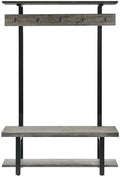 Pomona Solid Wood Entryway Hall Tree with Shoe Bench, Slate Grey, 48 Inch by AlaterreFurniture