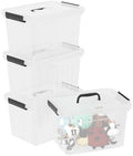 4-pack 20 L Plastic Latching Boxes Totes, Clear Storage Bins with Lids/handles by Nesmilers