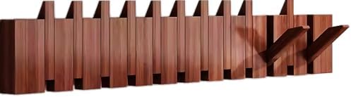 Paint Wood Wall Mounted Coat RackHooks Piano Key Hangers Natural Solid Wood Hanger Non-Woven Fabric Clothes Hangers for Closet, Kitchen, Bedroom, Bathroom, Entryway（Walnut 12 Hooks） by MurphyBedKitMattresFrame
