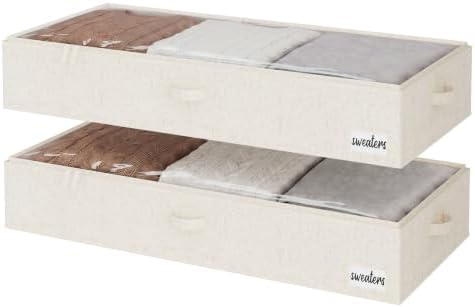 StorageWorks 7 Inch Low Profile Under Bed Storage Containers with Clear Lid by StorageWorks