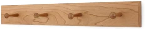 Solid Cherry Shaker Peg Racks (Natural, 23" x 3.5" with 4 pegs) by PEG+AND+RAIL