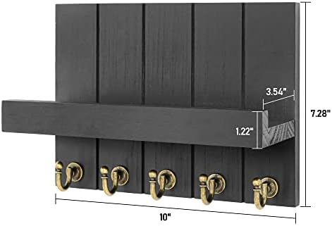 Rebee Vision Key Holder for Wall Set : 10" Key Rack with 5 Hooks & 16" Mail Organizer with Chalkboard and 4 Anchor Hooks for Home Apartment Entryway Decor - Black - Image 7