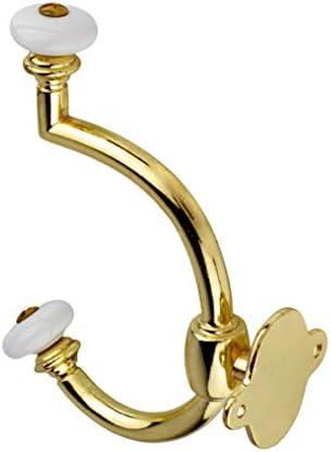 UNIQANTIQ HARDWARE SUPPLY Brass Hat and Coat Hook with Porcelain Knobs - Double Hook for Wall, Rack and Hall Tree Mounting - CH1-DB (5) - Image 4