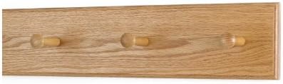 Solid Oak Xtra-Wide Shaker Peg Rack -Made in The USA - Natural Stain 18 x 4.5 Inches with 3 Pegs by PEG+AND+RAIL