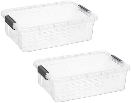 Superio 13.7 Quart Clear Plastic Storage Bin with Lid, Stackable Organizer Box, BPA-Free Storage Container for Home, Garage, School & Office, 2 Pack by Superio