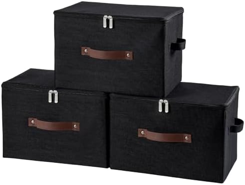 3PCS Storage Bins with Zipper Lid Decorative Lidded Boxes Basket by HYVAKUPPA