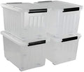 Kekow 4-Pack Clear Plastic Large Storage Box, Latch Bin with Wheels, 30 L by Kekow