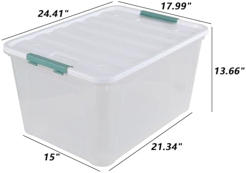 85 Quart Clear Plastic Latching Box with Wheels, 2 Pack - Image 2