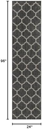 Unique Loom Outdoor Trellis Collection Area Rug - Trellis (Runner 2' 0" x 8' 0", Black/ Ivory) - Image 2