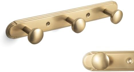 Goo-Ki Champagne Bronze Coat Rack Wall Mount with Orbit Rim Backplate, Modern Heavy Duty Zinc Coat Hooks, Soft Gold Hat and Towel Hanger Rail for Entryway, Bathroom and Mudroom (3 Hooks) by Home