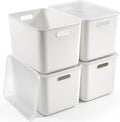 Citylife 24QT Plastic Storage Bins with Lids White Box with Handles, 4-Pack by CITYLIFEHomeOrganization