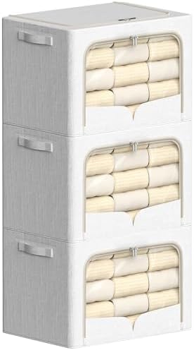 FHSQX 3 Pack Clothes Storage Bins with Metal Frame by FHSQX