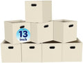 Fabric Cubby Storage Bins,13x13x13 Inches ,Cube Organizer Bin Foldable Storage Boxes with Dual Handles Fabric Organizer Box and collapsible Storage basket,Set of 8,Creamy-White by Yunkeeper