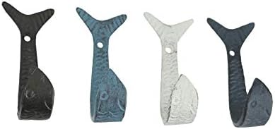 Zeckos Set of 4 Decorative Wall Hooks, Nautical Flipping Fish, 4 Inch Tall by Zeckos